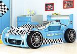 Детская мебель Пит-стоп (кровать-машина с колесами синяя) - фабрика Сканд-мебель