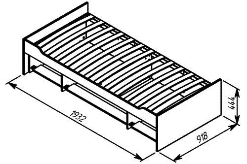 1321.002 Кровать под 2 или 3 ящика + решетка | Детская мебель Адриатика | Андрэ