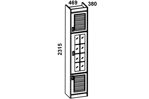 G9 Шкаф с витриной 50, антресоль и нижняя тумба (дл.469) (левый/правый) | Детская мебель Голета | Манн-Групп
