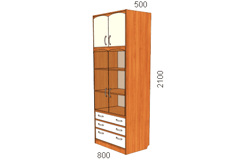 ШВ-1 Шкаф с витриной | Детская комната Атлантида  | Евромебель